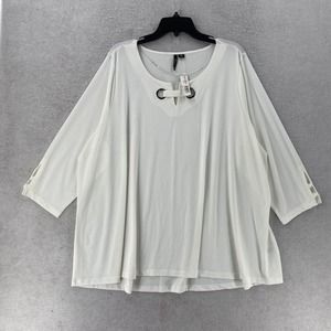 NWT New Directions Blouse Womens‎ 2X Flowy Tunic Career Metal Accent 3/4 Sleeve